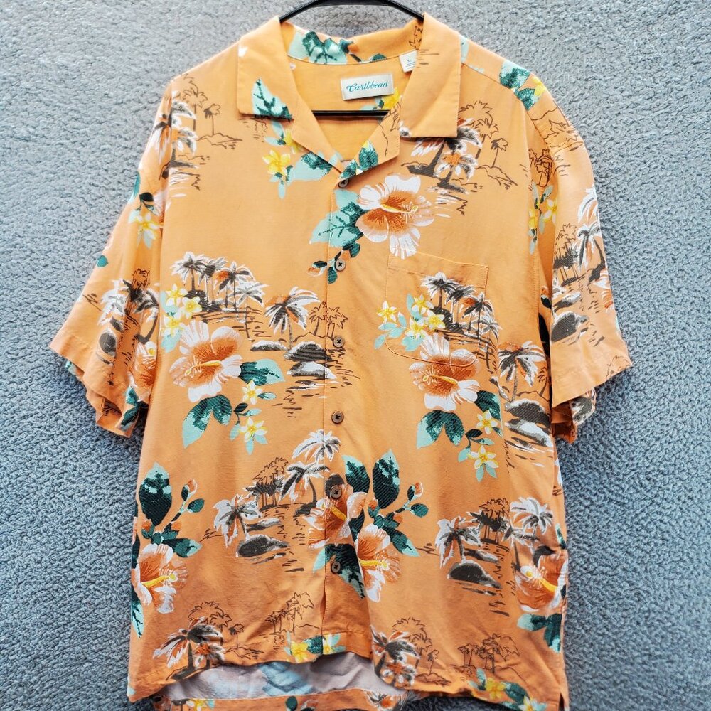Caribbean Tropical Hawaiian Camp‎ Short Sleeve Button Shirt XL